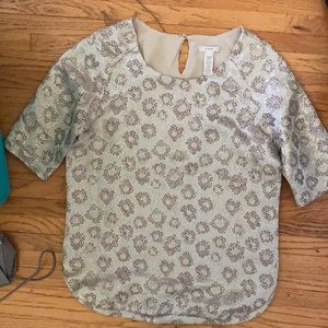 J-Crew silk blouse with metallic design